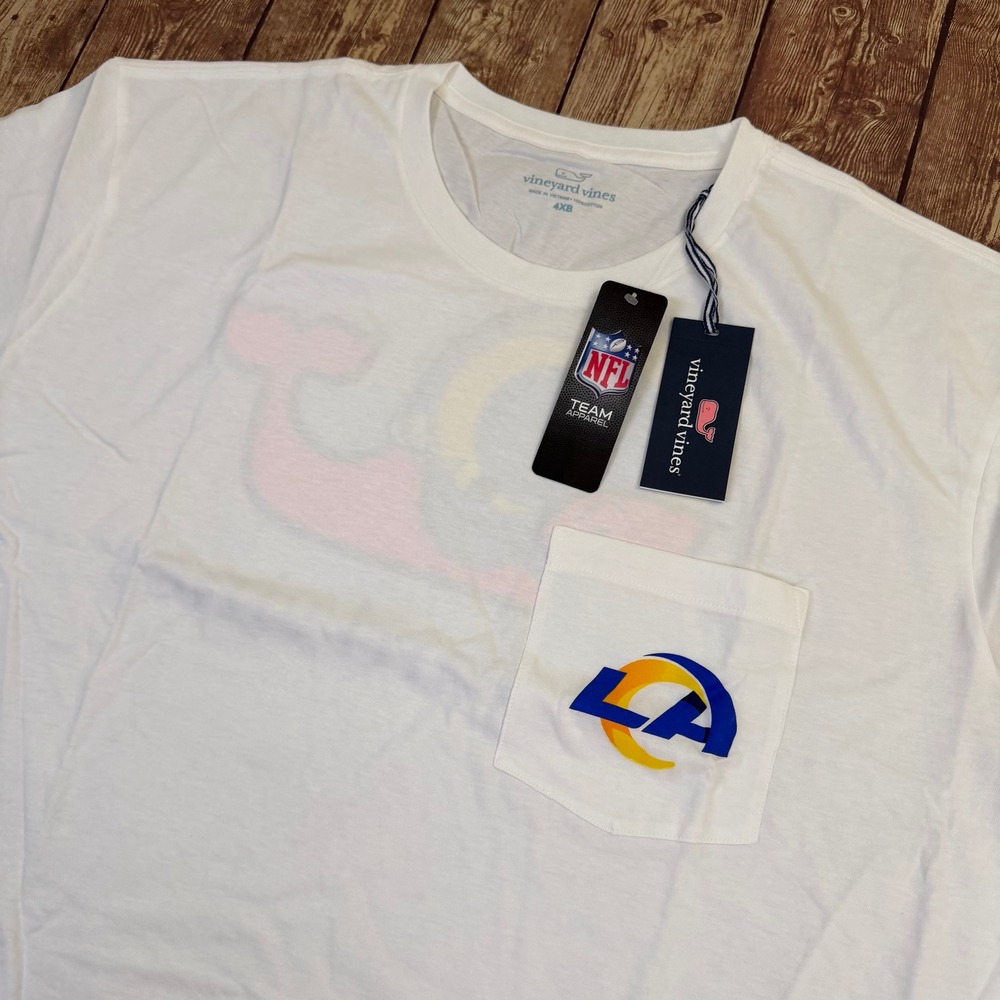 Vineyard Vines NFL Los Angeles Rams T Shirt Mens 4XB White Pocket Tee